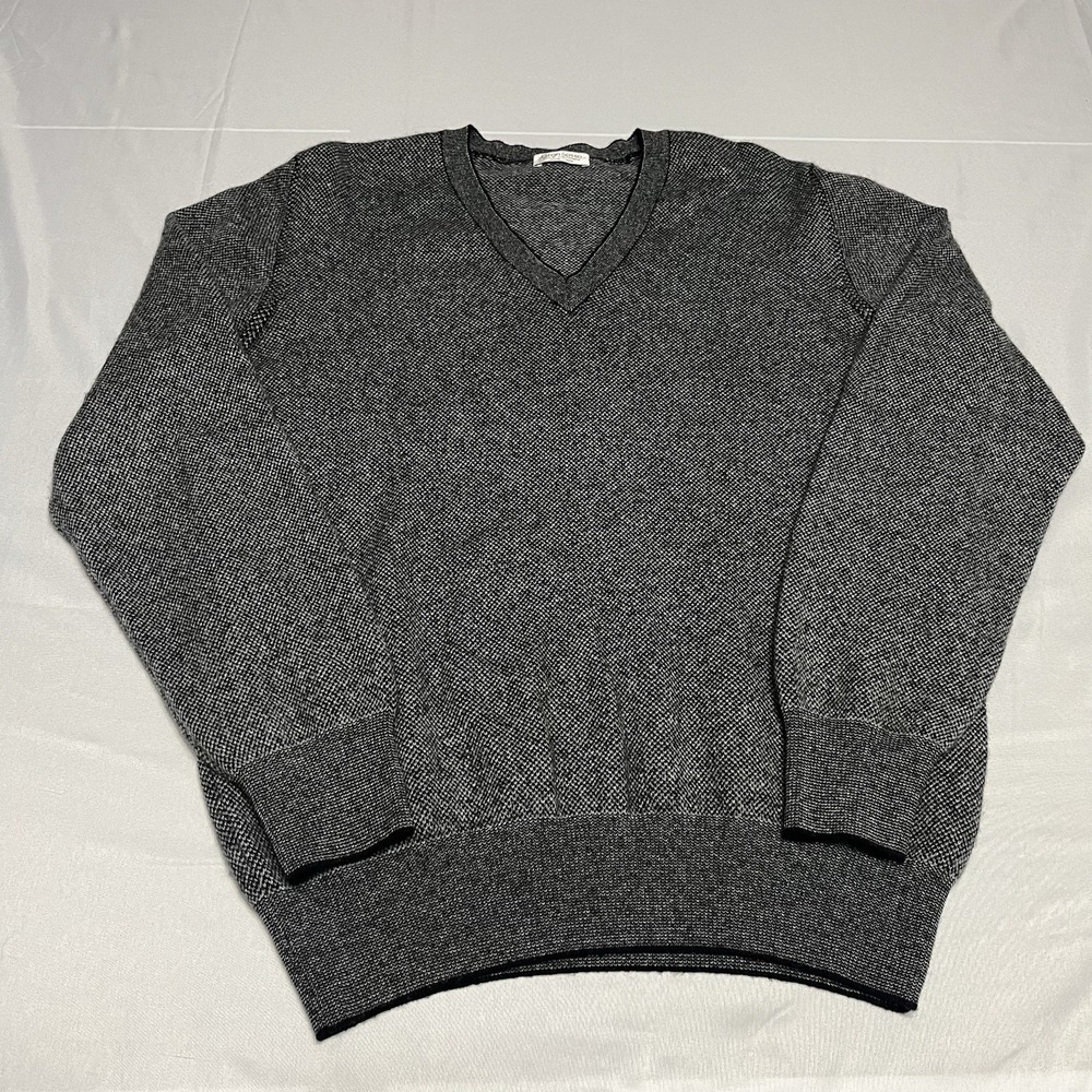 Gran Sasso Cashmere Sweater Mens Large Gray V-neck Pullover Italian Knit